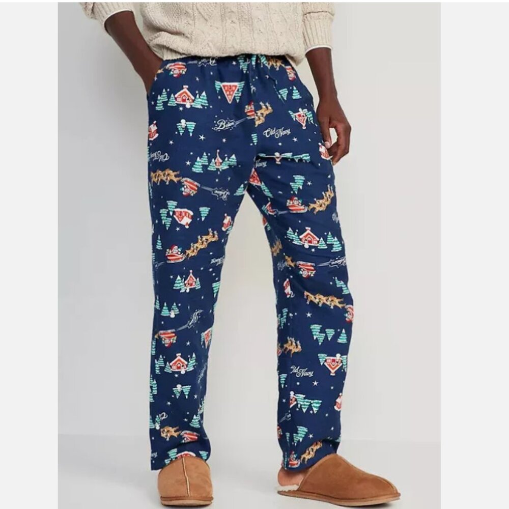 NWT Old Navy Reindeer & Sleigh Rides Flannel Pajama Pants Sleep Lounge Men S M L